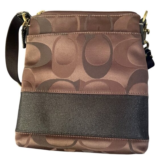 Coach Brown Signature Stripe Swingpack Crossbody Bag 48069 - Picture 2 of 8